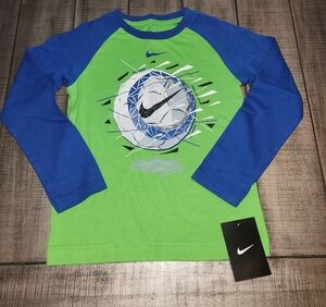 NWT Nike Kids Green and Blue Long Sleeve Shirt